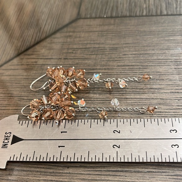 Champagne Colored Swarovski Crystal Cluster Earrings - Picture 5 of 15